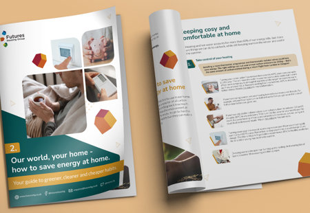 A photograph of two copies of a booklet called 'Our world, your home' - edition 2 - laid out on a table